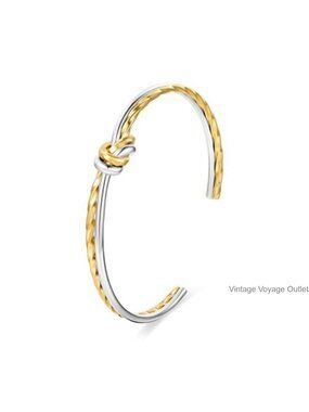 Titanium Steel Knot Cuff Bracelet Two Tone Dainty Women's Jewelry